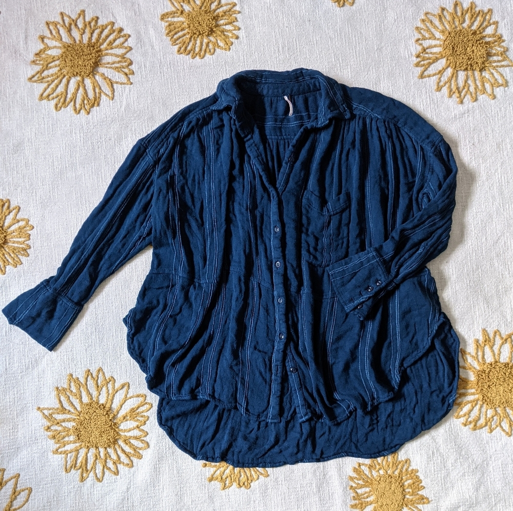 SOLD Free People Teal Soft Oversized Buttondown XS